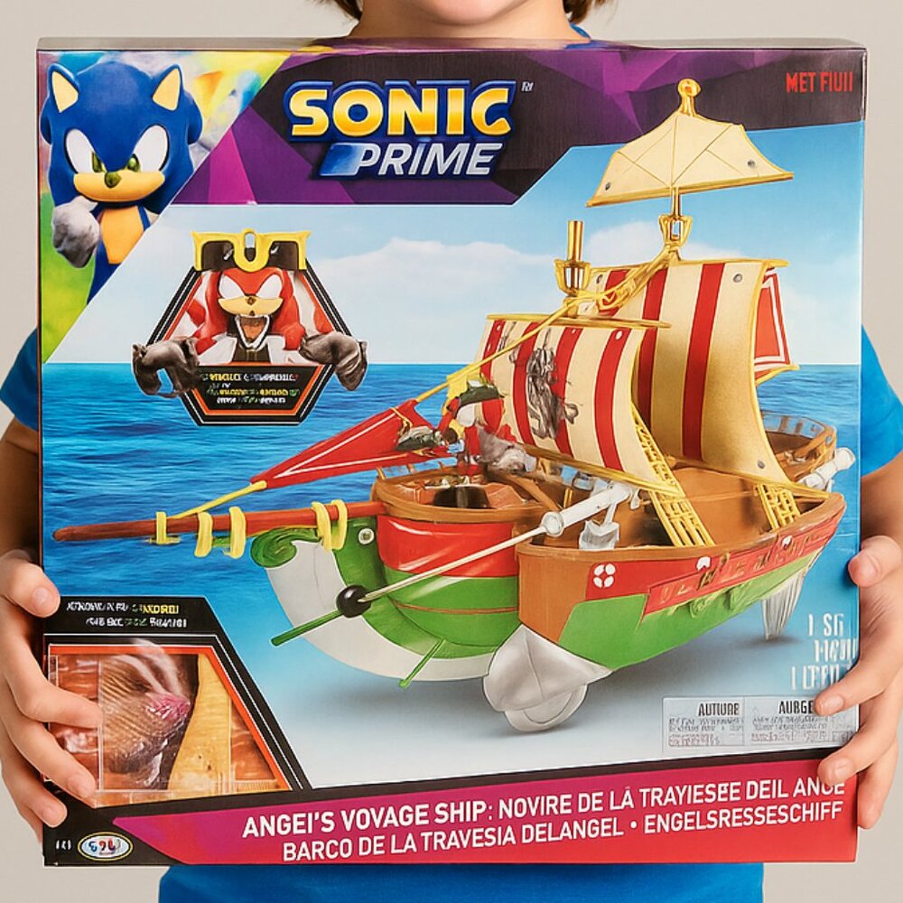 New Large Sonic Prime the Hedgehog Playset Pirate Ship Boat Toy Knuckles the Dre